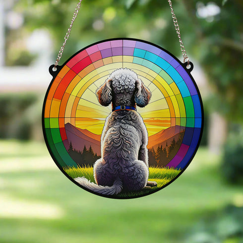 Bedlington Terrier Rainbow Bridge Stained Glass Effect Suncatcher